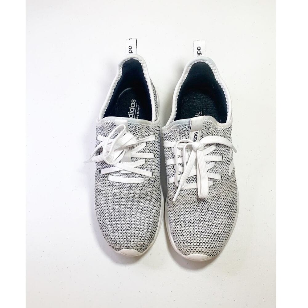 Adidas Cloudfoam Pure White/Black Tennis Shoe